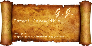 Garami Jeremiás névjegykártya